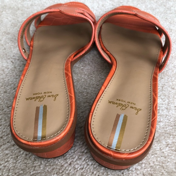 Sam Edelman Winslow Sandals size 9 Orange Leather Heels Mules Coral NEW - Picture 3 of 6